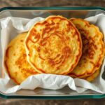 Placki ziemniaczane prawidłowo przechowywane w pojemniku z papierem kuchennym