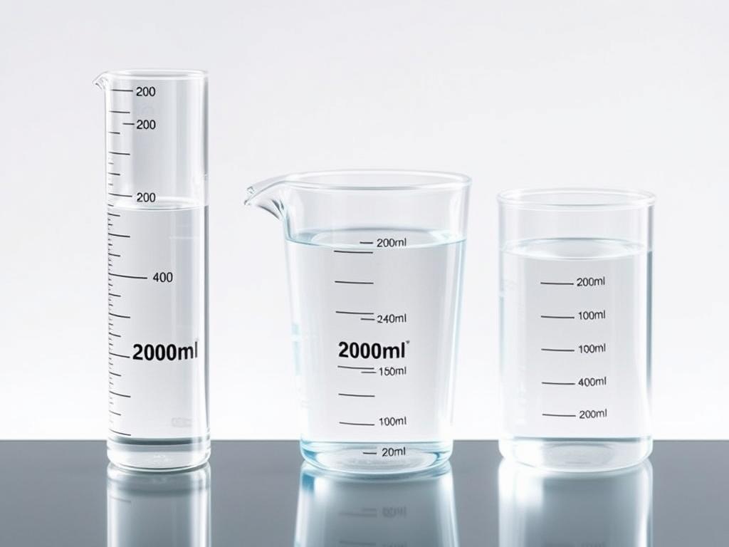 200 ml wody w różnych naczyniach pomiarowych