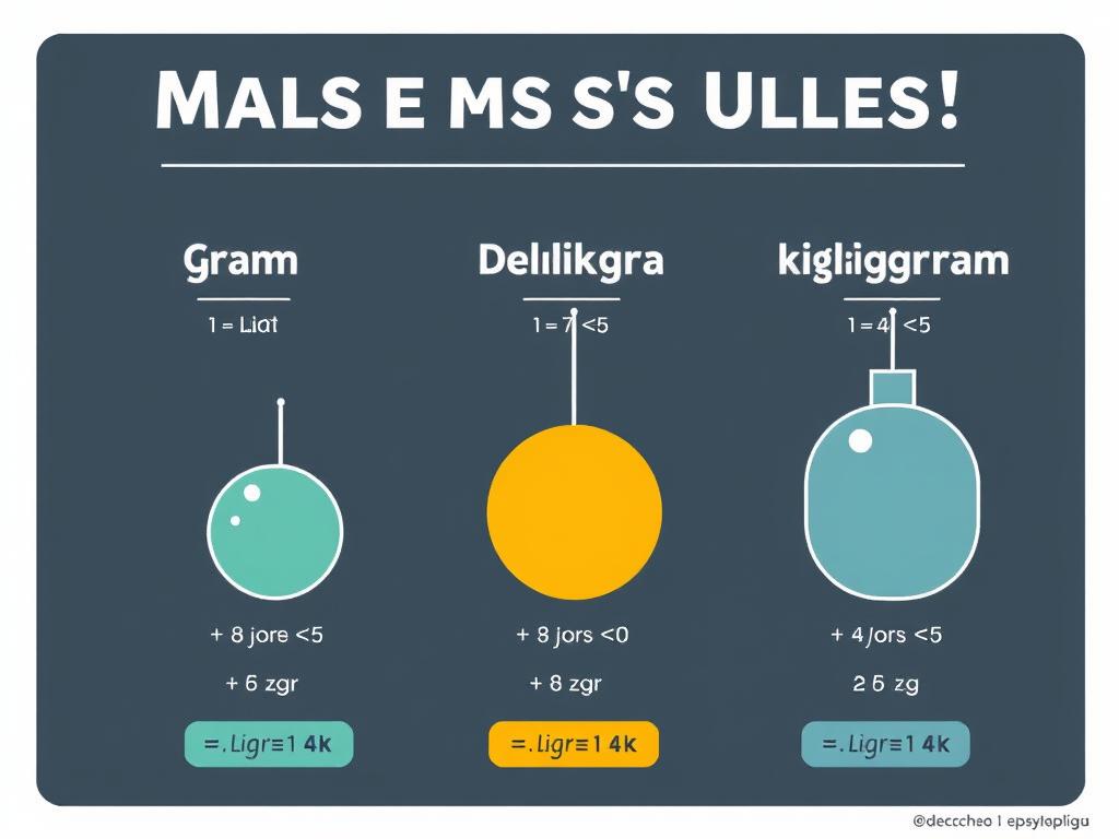 Infografika pokazująca relacje między różnymi jednostkami masy: gram, dekagram, kilogram