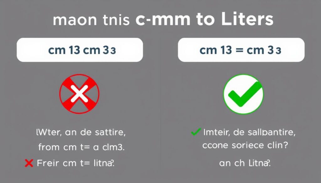 Infografika pokazująca typowe błędy przy przeliczaniu cm3 na litry