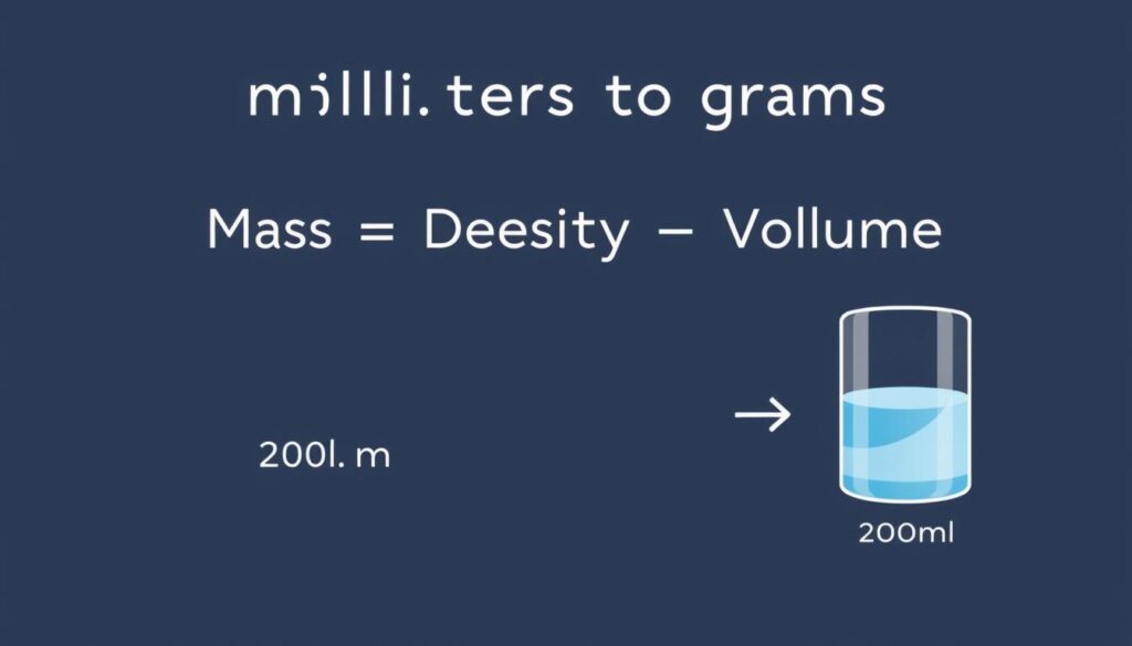 Wizualizacja wzoru na przeliczanie mililitrów na gramy