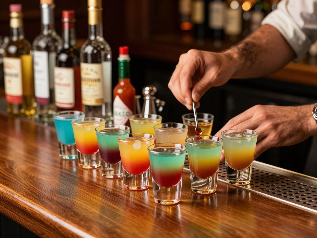Historia wściekłego psa drink na tle baru z kieliszkami