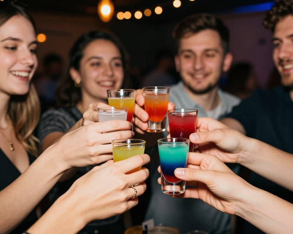 Ludzie pijący wściekłego psa na imprezie