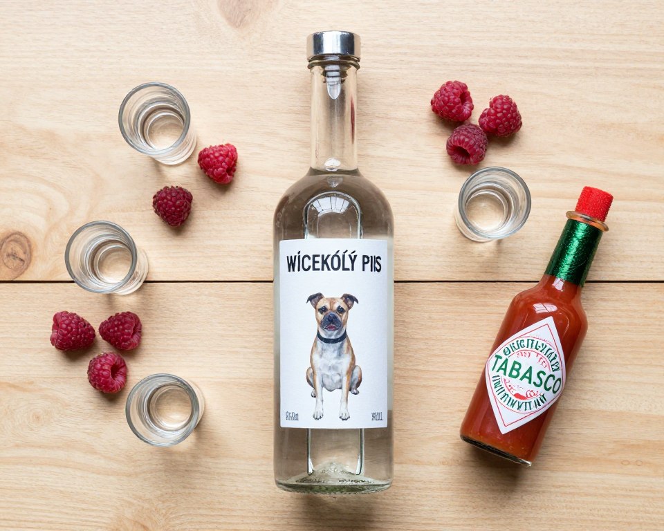Składniki do wściekłego psa drink ułożone na blacie