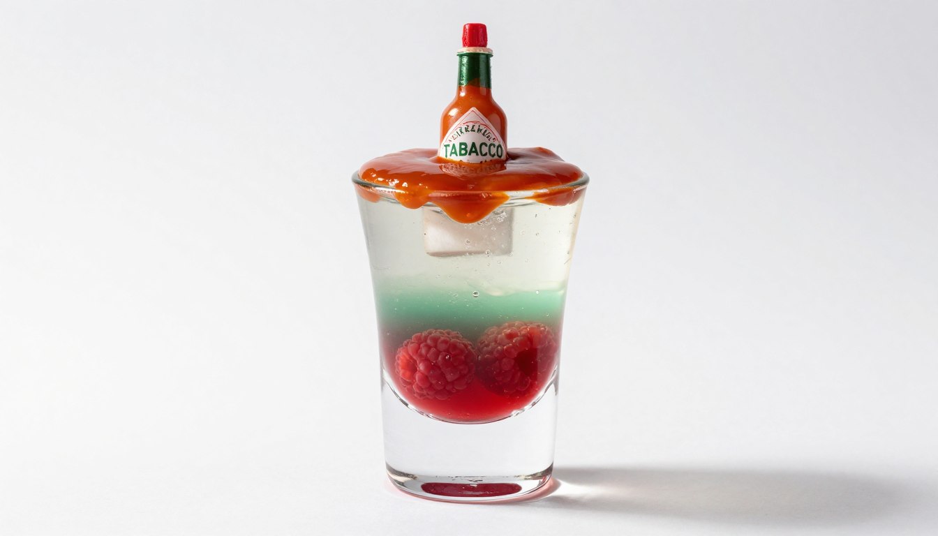 Wściekły pies drink w przezroczystym kieliszku z widocznymi warstwami