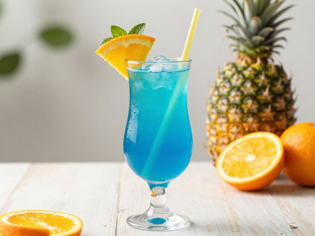 bezalkoholowy drink z syropem blue curacao