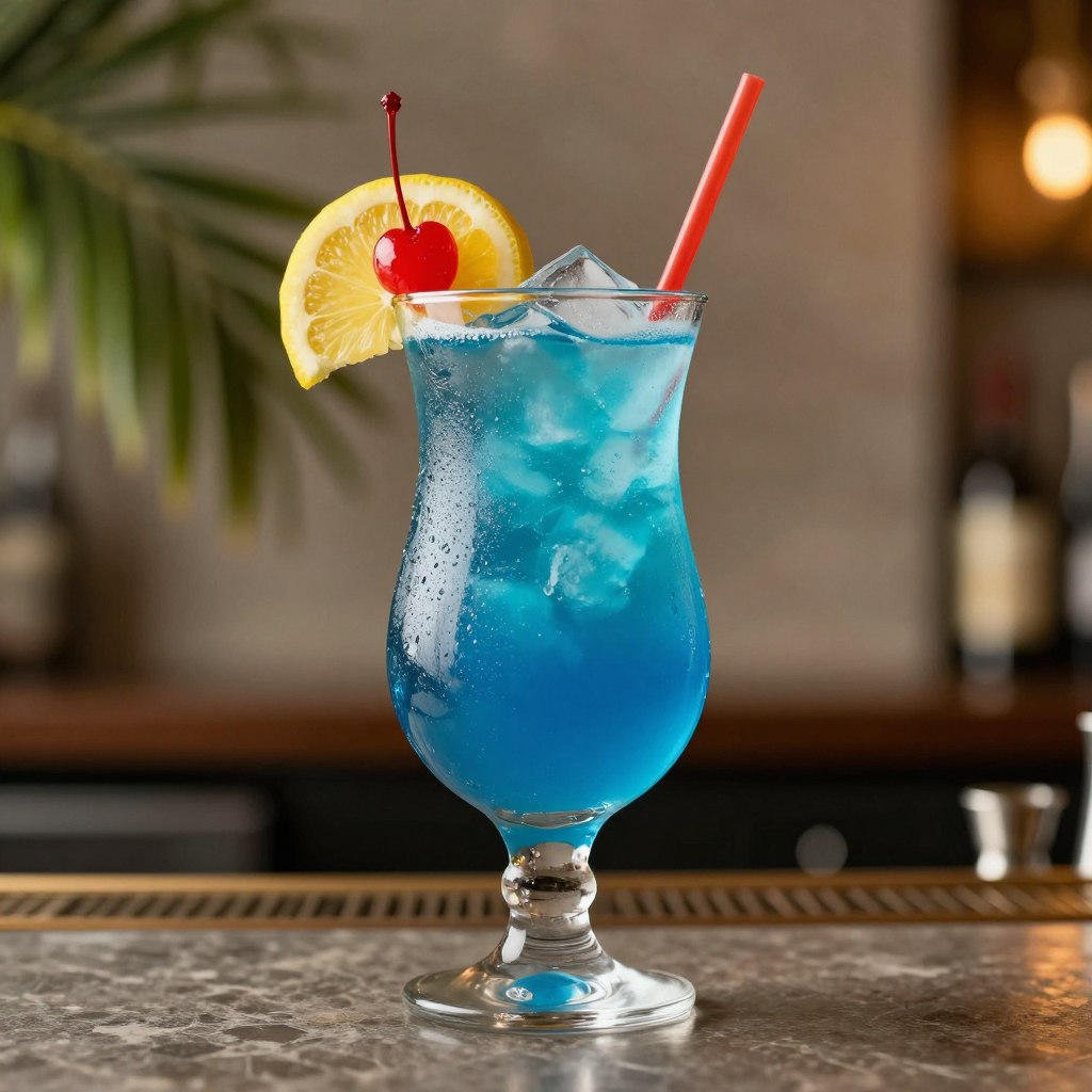 blue lagoon cocktail w eleganckiej szklance