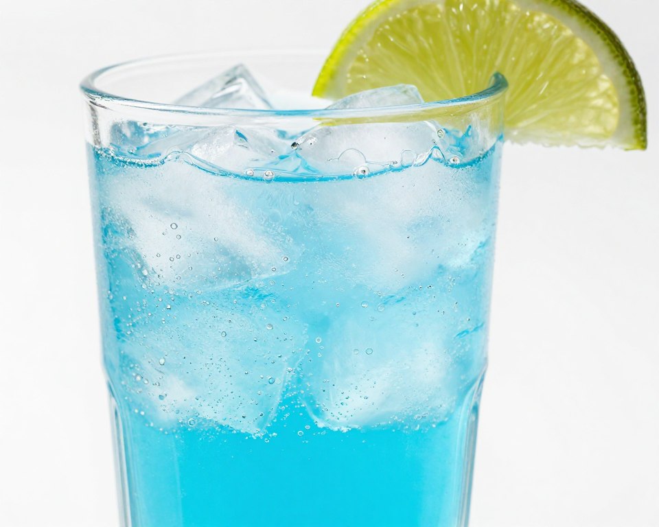 drink z blue curacao i sprite z bąbelkami