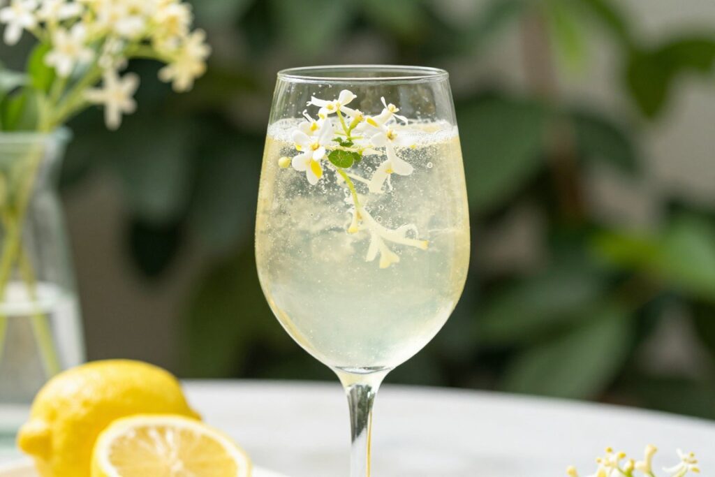 drink z syropem z czarnego bzu
