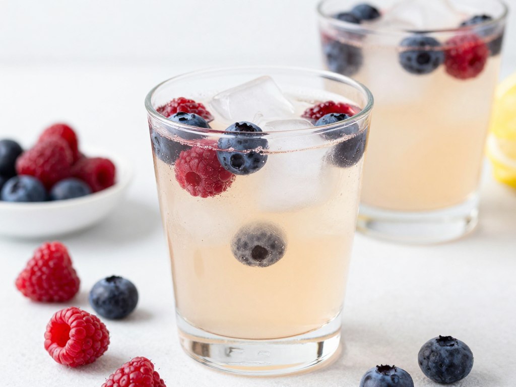 lekki drink z cytrynówką i jagodami