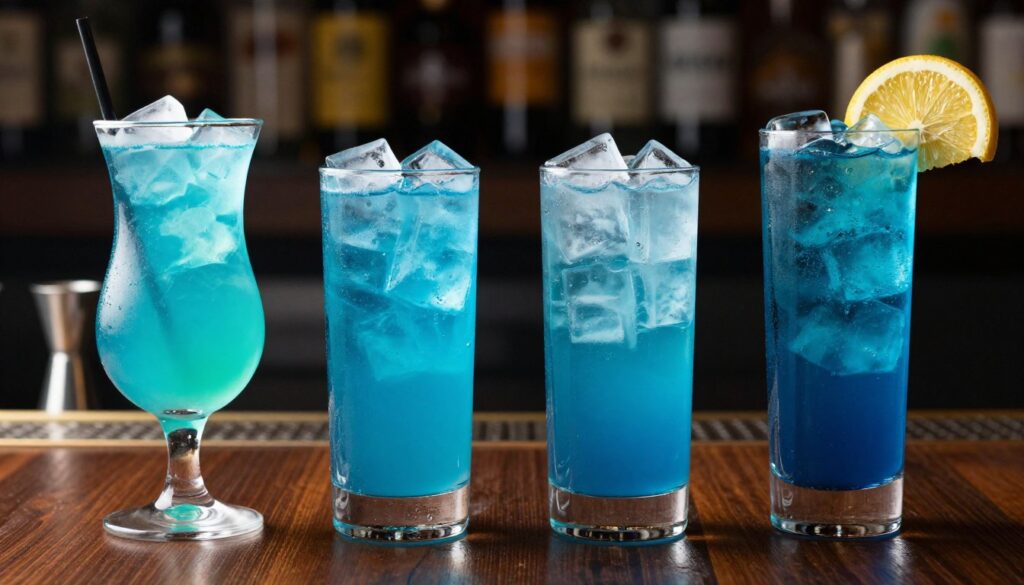 różne warianty drinków blue curacao z sprite