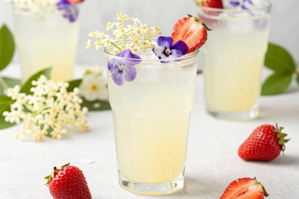 wiosenny drink z cytrynówką i kwiatami