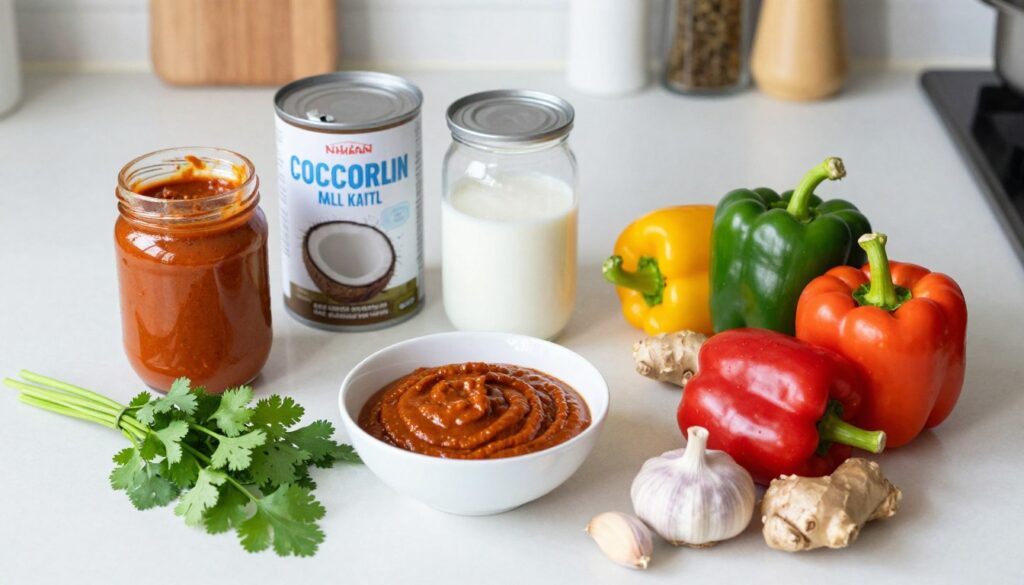 składniki do sosu curry na stole